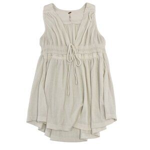 Free People Beach Bound Plunging Tank Top White Tie Front V-neck Size Medium